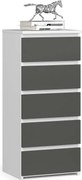 Komoda AKORD CL5 Biała 40 cm 5 szuflad fronty kolor Grafit Szary mat 40x35x92 cm