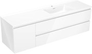 Mexen Orio szafka łazienkowa 160 cm z umywalką Otis prawą, 2S, 1D, biała połysk - 91A13-16047-3-BBFFF00-W18P00