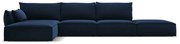 Ciemnoniebieski aksamitny narożnik (lewostronny/z szezlongiem) Vanda – Mazzini Sofas