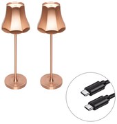 Zewnetrzna Zestaw 2 lamp stołowych Retro Miedziane Ładowalne IP44 - Granny Retro Oswietlenie zewnetrzne