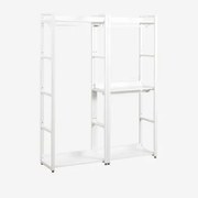 Modułowa Otwarta Szafa 2-częściowa Z Drążkiem Na Ubrania Ze Stali I Mdf Ariaster Biała - Sklum