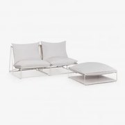 Modułowa Sofa Ogrodowa 2-częściowa Z Pufem Rozkładanym Amaro Gardenia Biel - Sklum