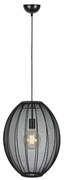 Czarna lampa wisząca z tekstylnym kloszem ø 40 cm Florence – Markslöjd