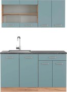 Pojedyncza kuchnia niebiesko-szary/złoty dąb 140x60x81.6 r-line