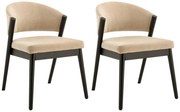 Zestaw 2 krzeseł z tkaniny i czarnego drewna hebanowego - Beige - ZELVYN