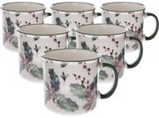 Zestaw 6 porcelanowych kubków Bożonarodzeniowa ostrokrzew 520 ml, 520 ml
