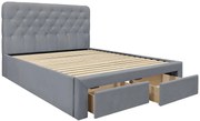 Łóżko szare tapicerowane z szufladami S8-S72