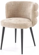 Tapicerowane beżowe krzesło z metalowymi nogami E3-R48
