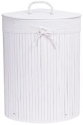 Biały bambusowy narożny kosz na pranie C6-Z81