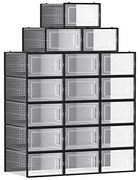 SongmicsHome Organizer na buty MARI, 18 przegródek, czarna/przezroczysta