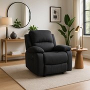 Fotel Masujący BONO 2 Elektryczny Rozkładany z Podnóżkiem Czarny Nowoczesny