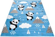 Niebieski dywan w pandy do pokoju dziecięcego N4-C40