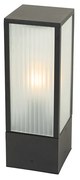 Stojąca lampa ogrodowa czarna z żebrowanym szkłem 40 cm IP44 - Charlois