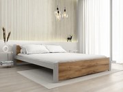 Łóżko IKAROS 120 x 200 cm, dąb artisan/szary Stelaż: Bez stelaża, Materac: Bez materaca