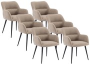 Zestaw 6 krzeseł HEKA – z podłokietnikami – tkanina i metal – kolor beżowy