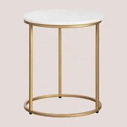 Okrągły Stolik Pomocniczy Ø40 Cm Z Marmuru Kaley Biały Marmur Banswara - Sklum