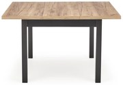 TIAGO KWADRAT stół rozkładany 90-125/90/75 cm dąb craft,czarny loft tradycyjny 4/6 osobowy