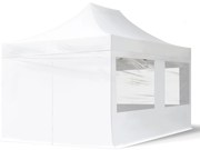 TOOLPORT 3x4,5 m Namiot Ekspresowy, ECONOMY Stal 30mm, ze ścianami bocznymi, okna panoramiczne, biały - (59049)