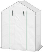 Outsunny Szklarnia z półkami, mini szklarnia, odporna na UV, okna z siatki, drzwi na zamek błyskawiczny, 143Dł x 74S x 190W cm, Biała