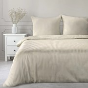 Pościel 200x220 satyna bawełniana beżowa w prążki komplet