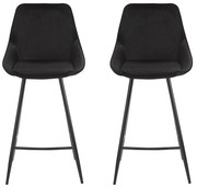 Zestaw 2 stołków barowych MASURIE - Welur- Kolor czarny