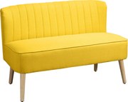 HOMCOM 2-osobowa sofa, miękkie obicie, łatwa do czyszczenia, do 220 kg, 117 x 56,5 x 77 cm, żółta | Aosom PL