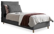 Szare tapicerowane łóżko jednoosobowe ze stelażem 90x200 cm Sleepy Luna – Miuform