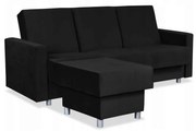 Wersalka Narożnik Alicja z pufą sofa kanapa rozkładana Family Meble czarna