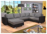 Tapicerowany uniwersalny rozkładany narożnik w kształcie U YORK szary/beżowy/brązowy