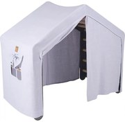 Duży Domek Z Drabinką Dla Dzieci 112x61x94 Cm Składaną Do Pokoju. Drewno, Len, Wiskoza, Szaroniebieski Domek, Szara Drabinka. - Meowbaby®