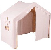 Duży Domek Z Drabinką Dla Dzieci 112x61x94 Cm Składaną Do Pokoju. Drewno, Len, Wiskoza, Różowy Domek, Naturalna Drabinka. - Meowbaby®