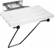 SAPHO XH001 Składane siedzisko prysznicowe dla niepełnosprawnych z nogą podpierającą, biały