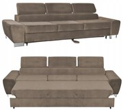 Sofa kanapa 3 os rozkładana z f. spania Bosso Family meble brązowy welur