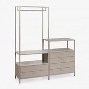 Janine 2-częściowa Otwarta Szafa Modułowa Z Wieszakiem Na Ubrania I Szufladami Moka Brown - Sklum