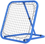 HOMCOM Siatka Rebounder do Piłki Nożnej, Składana, Ściana Odbijająca, Regulowana w 5 Poziomach, Metal, 78 x 84 x 65-78 cm, Niebieski