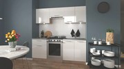 Zestaw kuchennych mebli - biały połysk + dąb sonoma R7-B60