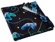Czarno-niebieski koc dziecięcy z mikropluszu 130x170 cm Gamer – Catherine Lansfield
