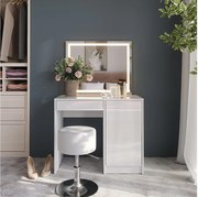 Stół do toalety biały/biały wysoki połysk 89.8x50.1x76 sherry