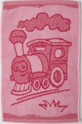 Ręcznik kąpielowy dziecięcy BEBÉ lokomotywa różowy 30x50 cm