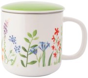 Altom Porcelanowy kubek z pokrywką i sitkiemNature Awakening 380 ml