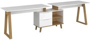 Białe duże podwójne biurko z regałem H8-F67
