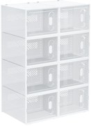 HOMCOM 8-częściowy regał na buty, stosowalne pudełka na buty do rozmiaru 46, drzwi magnetyczne, Plastik, 28 x 36 x 21 cm