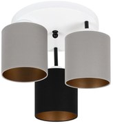 Lampa sufitowa biała trzypunktowa z szaro-czarnymi abażurami C-3030WE-