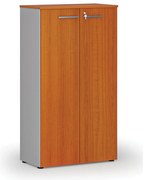 Szafa biurowa z drzwiami PRIMO GRAY, 800 x 420 x 1434 mm, szary/wiśnia