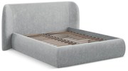 Jasnoszare tapicerowane łóżko dwuosobowe ze schowkiem i stelażem 160x200 cm Hauke – Makamii