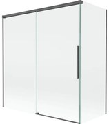 Mexen Rox parawan nawannowy 2-skrzydłowy rozsuwany 150 + 70 x 150 cm, transparent, gun gray szczotkowany - 8C9-150-070-66-00