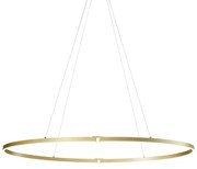 Designerska lampa wisząca mosiężna 120 cm z LED z 3-stopniowym ściemnianiem - Ovallo