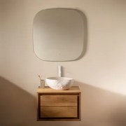 Zestaw Mebli Łazienkowych Z Drewna Tekowego Jabari Drewno Tekowe & Nieregularna Z Biały Cementu ↔︎40 Cm Fedro - Sklum