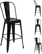 Metalowy stołek barowy MCW-A73 (zestaw 4 sztuk),  czarny