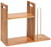 Drewniana półka na blat kuchenny NATU z uchwytem na ręcznik papierowy, 41 x 14,5 x 33 cm